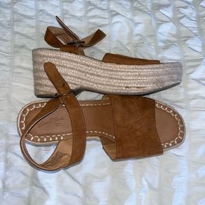 Brown Suede Espadrille Wedge